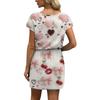 Women's V,Neck Short,Sleeve Drawstring Pocket Valentine's Day Print Casual Dress