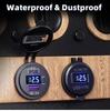 USB C Car Charger Socket 12V/24V Dual USB Socket PD3.0 and QC3.0 Car USB Port with LED Voltmeter and On/Off Switch
