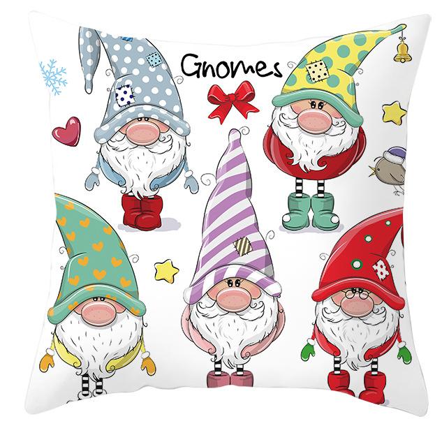 New Christmas Dwarf Pillow Cover Christmas Cute Dwarf Peach Skin Cushion Cover