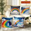 Rainbow Watercolor Print Decorative Throw Pillow Covers Pattern Cushion Cover Suitable For Sofa Bedroom Car Pillow Cover