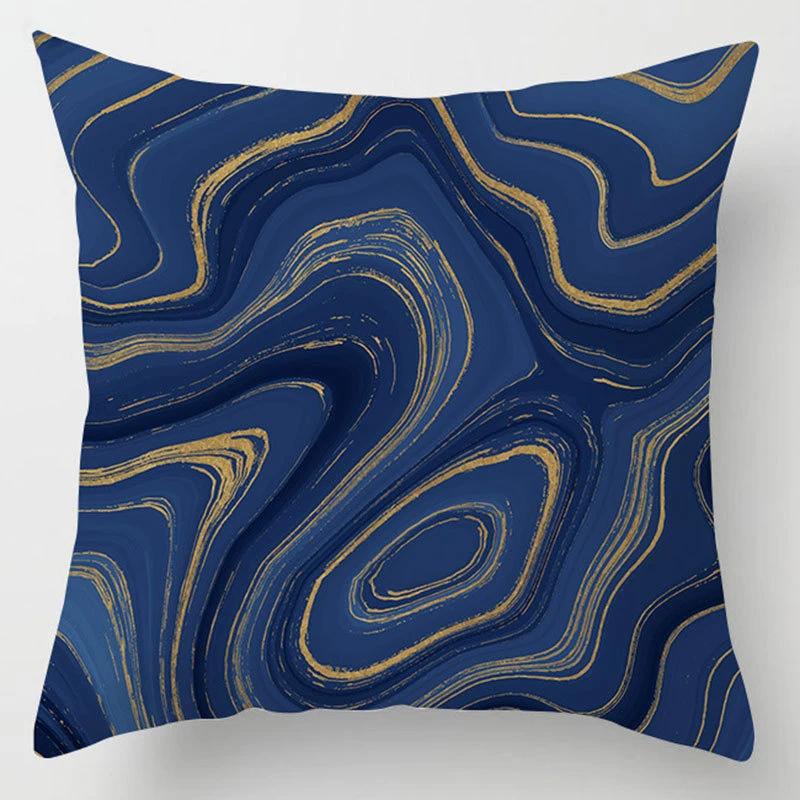 45x45cm Modern Geometric Cushion Cover Art Blue Marble Print Pillowcase Car Sofa Office Waist Throw  Home Decor