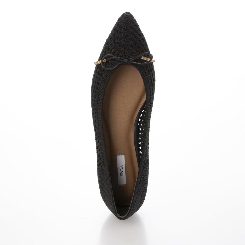 Evol Women's Lightweight Cushioned Knit Pointed Ballet Pumps, Size BL, 25.0 cm