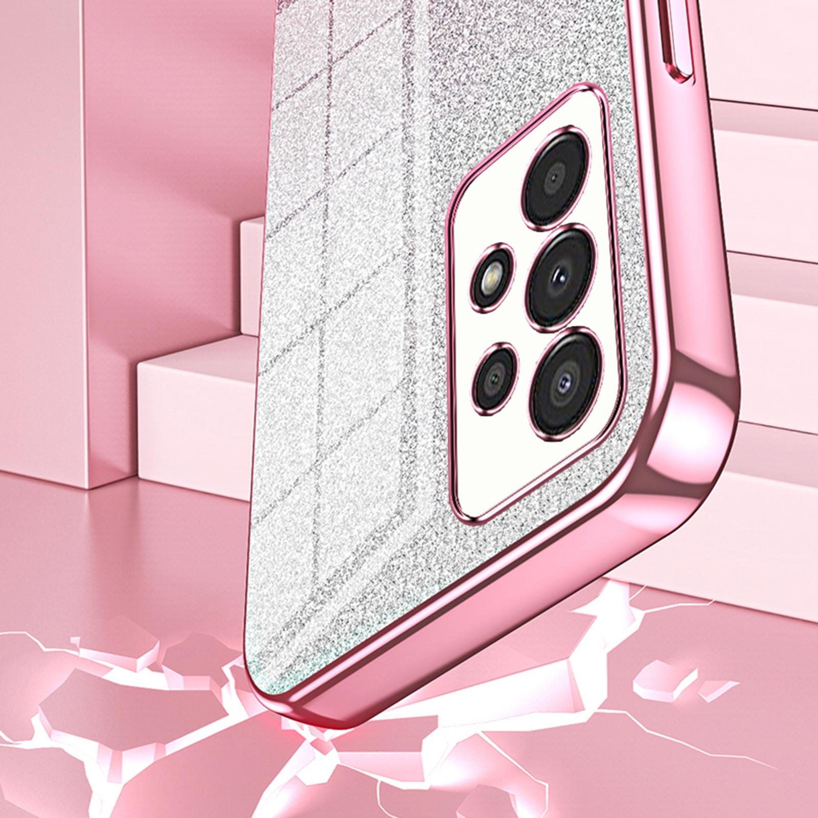 

For Samsung Galaxy A13 4G TPU Case Gradient Glitter Electroplating Slim Phone Cover Pink