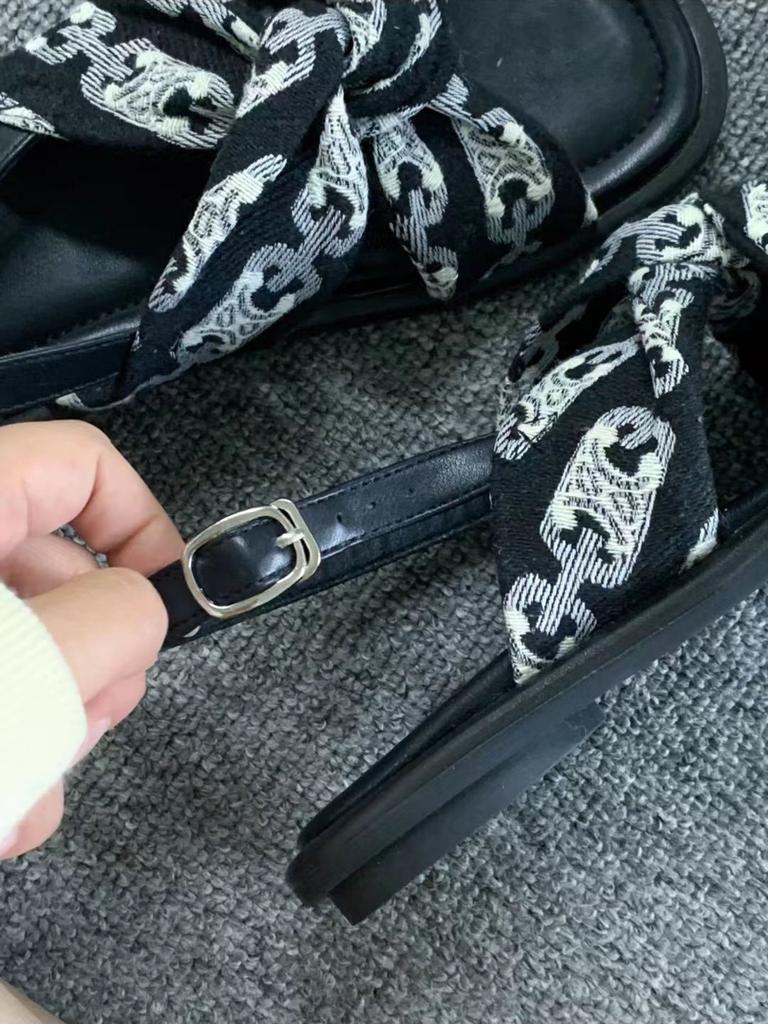 Sandals for Woman Beach Footwear Black Roman Style Summer 2024 Outdoor Women's Shoes with Low Heels The Best Vintage Daily H F