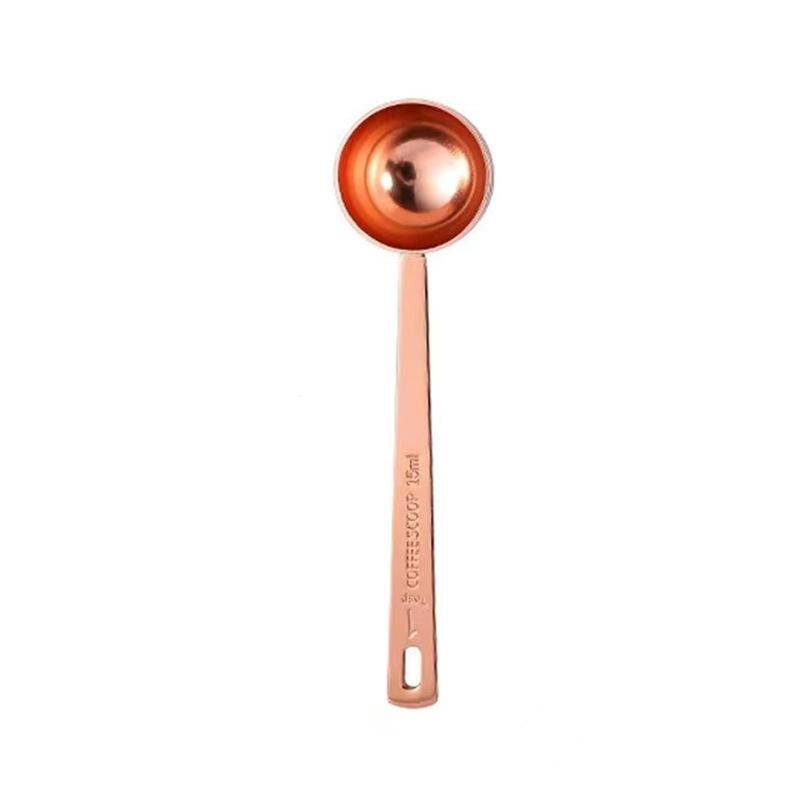 Rose Gold Stainless Steel Measuring Spoons Set: 5ml, 10ml, 20ml for Coffee, Milk, Cocktail, Fruit Powder.