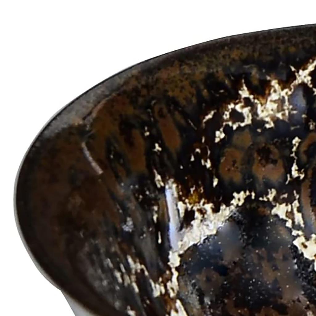 Kyoto Ware, Kiyomizu Ware, Touan Kiln, Sake Cup, Pine Bark Tenmoku, KTA849-12