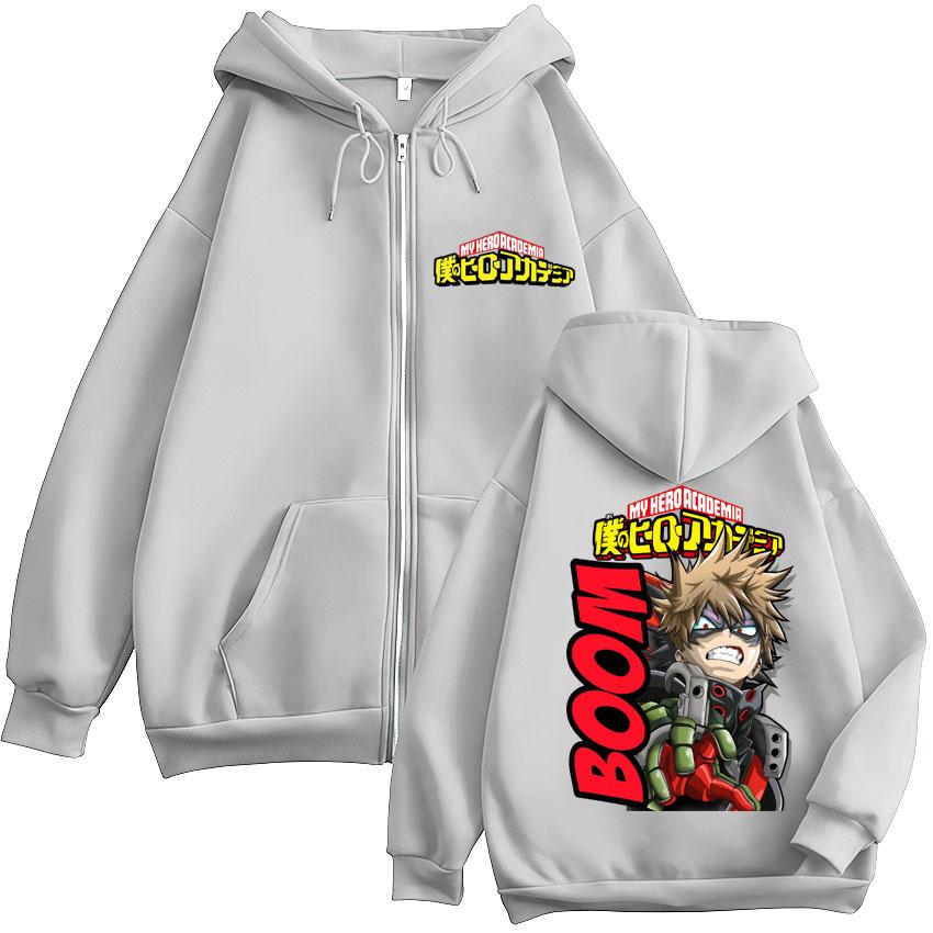 Anime My Hero Academia Katsuki Bakugo Zipper Hoodie Men Women Vintage Harajuku Sweatshirt Oversized Fleece Coats Male