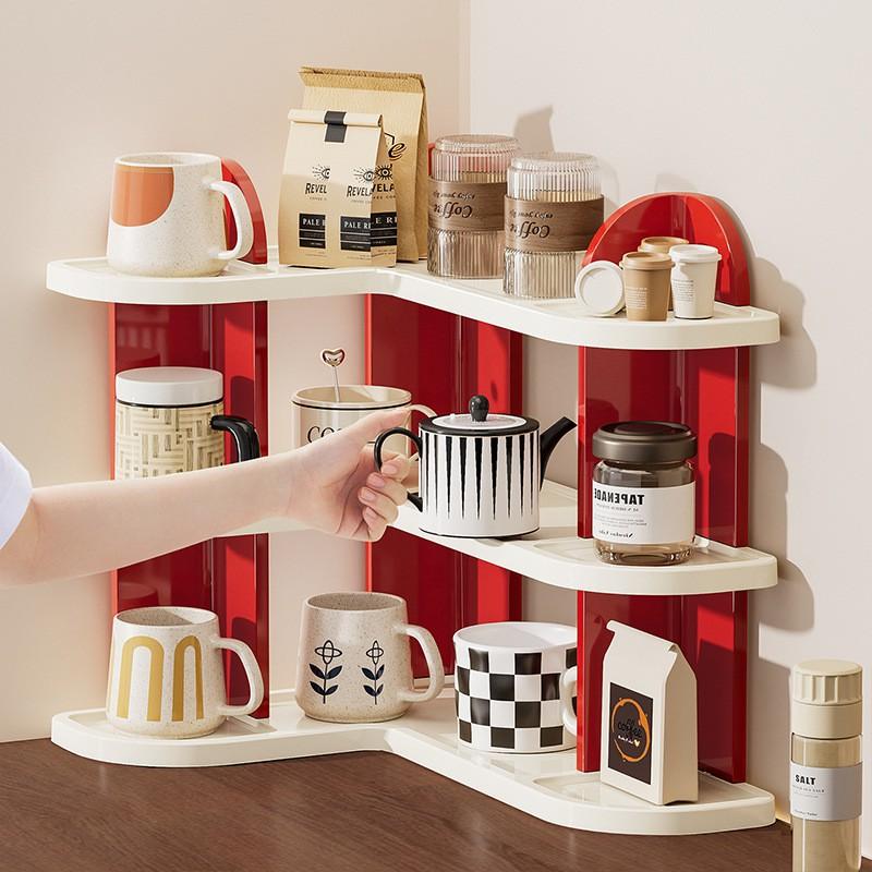 Modern Minimalist ABS Cup Organizer Rack Kitchen Desk Corner Storage 3-Tier Multi-Use Drinkware Holder