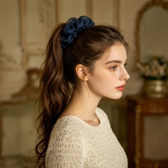Hair Tie Dot Print Double-Layer Design Ponytail Half-Tied Hair Rope High Elasticity Ponytail Holder Commuting Style Hair Accessory