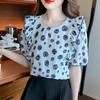 New Summer Fashion Polka Dot Chiffon Top Short-sleeved T-shirt Women's High-end Chic Beautiful Shirt Fashionable