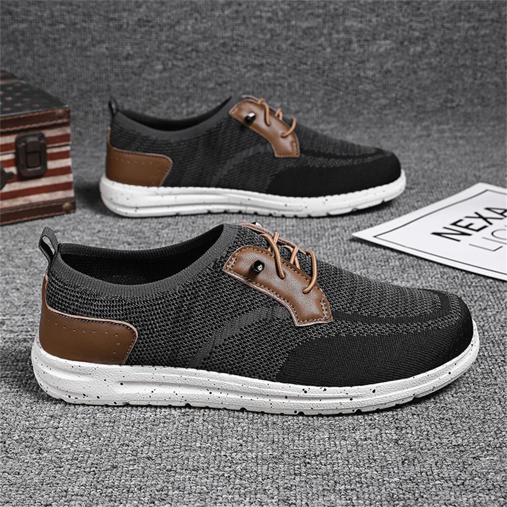 Fashion Men Lace-Up Laces Casual Walking Shoes Lightweight Breathable Sneakers for Daily Use Outdoor Slip Resistant Comfy Casual Shoes