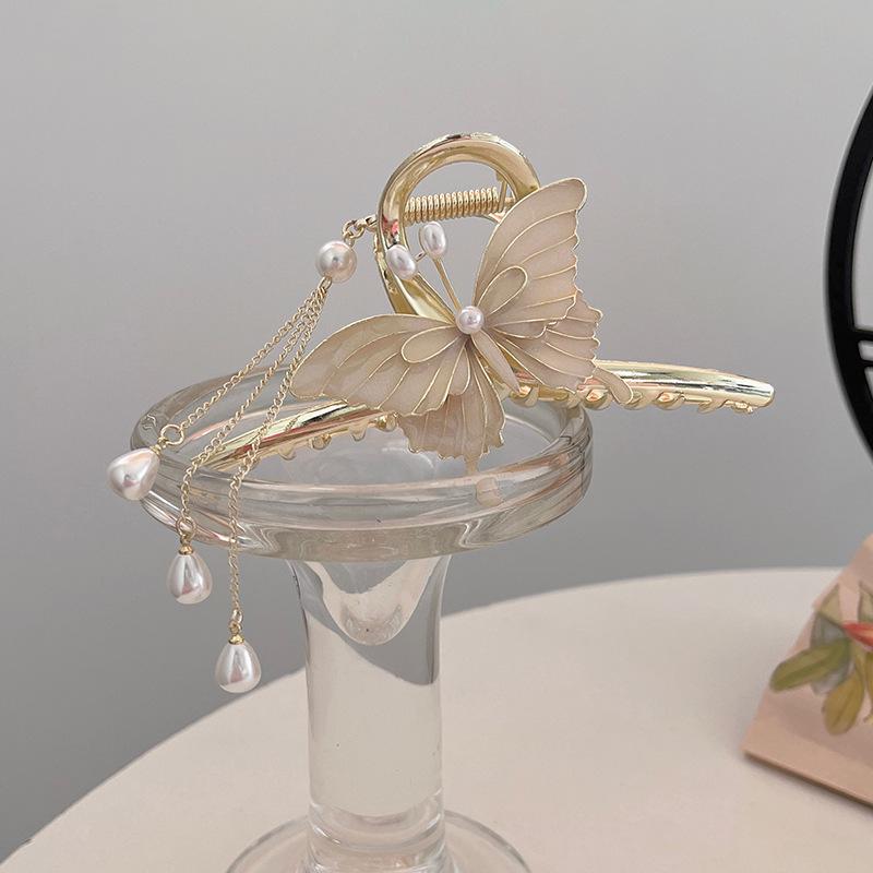 

Заколка для волос Mori Fairy Butterfly Pearl Tassel - Элегантная заколка-акула для женщин
