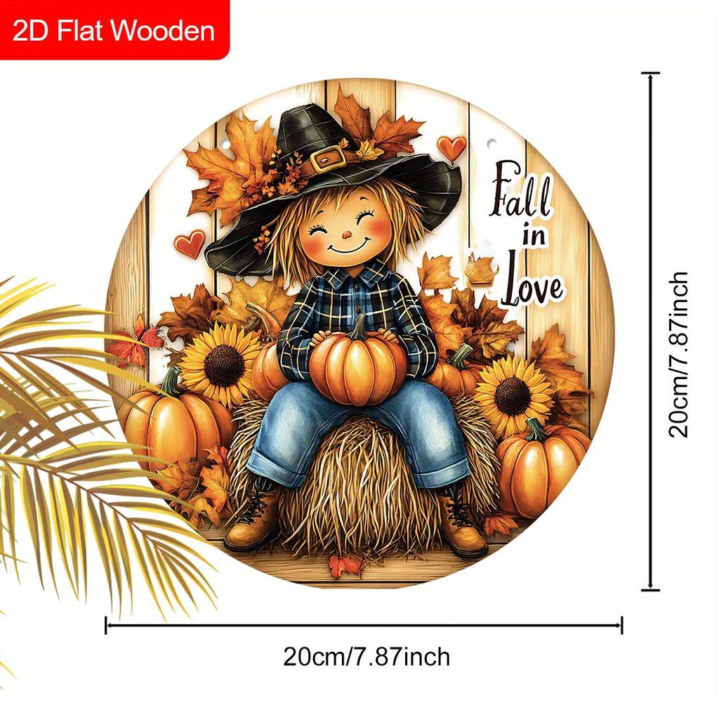 Garden decorations,autumn harvest festival decorations,wooden hanging decorative signs,Little girl and pumpkin pattern,2D flat products