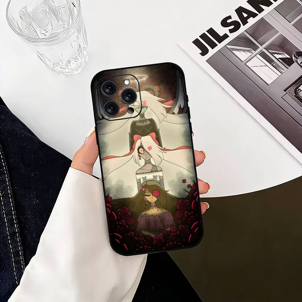 H-hazbin hotel V-veggie  Phone Case For iPhone 17,16,15,14,13,12,11 Plus,Pro Max,XS,Soft Silicone Black Cover