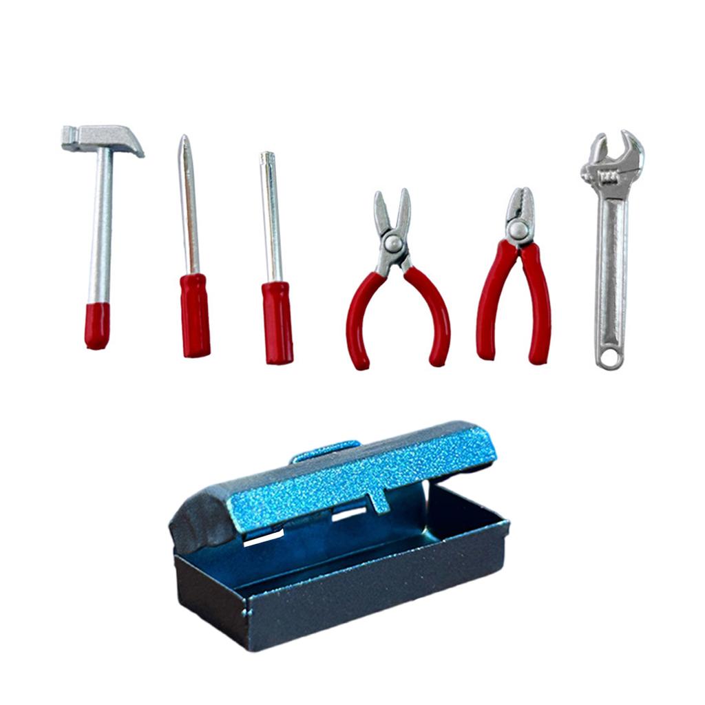 Miniature Workshop Tool with Hammer Wrench Pliers For Children Educational Roleplay Game Doll House Scene Decroatioin