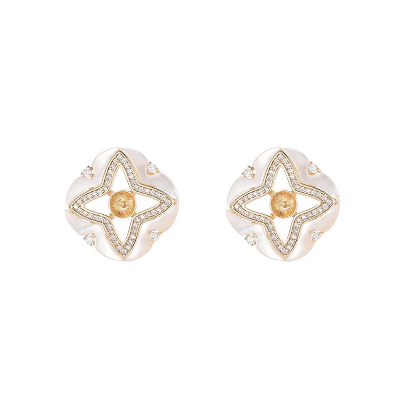 Niche Design Pearl & Zircon Butterfly and Clover Stud Earrings with S925 Silver Needle