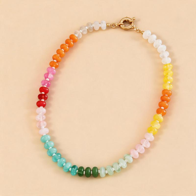 Bohemian Kleurrijke Acryl Kralen Choker Ketting Voor Vrouwen Mode Statement Sleutelbeen Ketting Esthetische Y2K Nek Sieraden