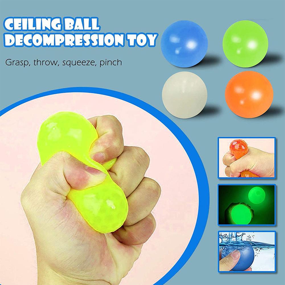 4.5cm Fluorescence Luminous Sticky Ball Anti Stress Decompression Glow Pop In The Dark for Kids Children Gift Party Event Supply