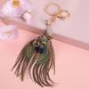Rhinestone Peacock Keychain Enamel Peacock Charm with Feather Sparkly Peacock Key Chain Bag Charm Gift for Women Men