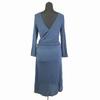 USA Samt Graham & Spencer Wickelkleid Langarm S Blau Marine(GEBRAUCHT)