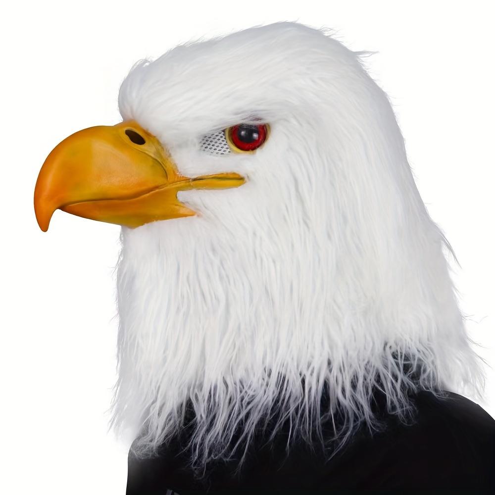 Natural Latex Realistic Adorable Cool Eagle Mask, Fluffy White Animal Headgear Prank Prop Dress Up Accessories, Halloween Christmas Cosplay Outfit Pho