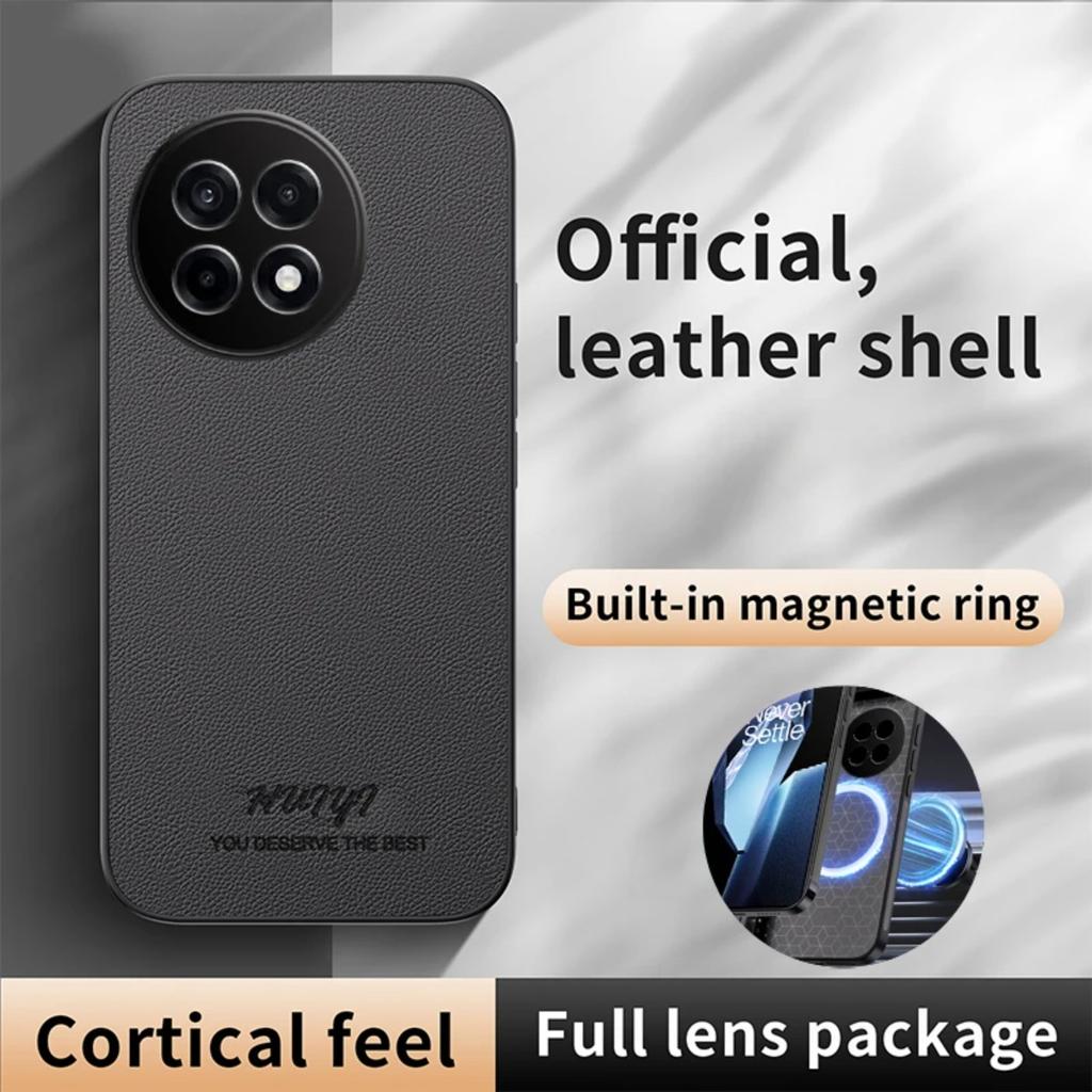 For Oneplus 13R ACE 5 Pro Car Built-in Magnetic Cover for Oneplus 13 Luxury Business Leather Soft Frame Matte Protective Case