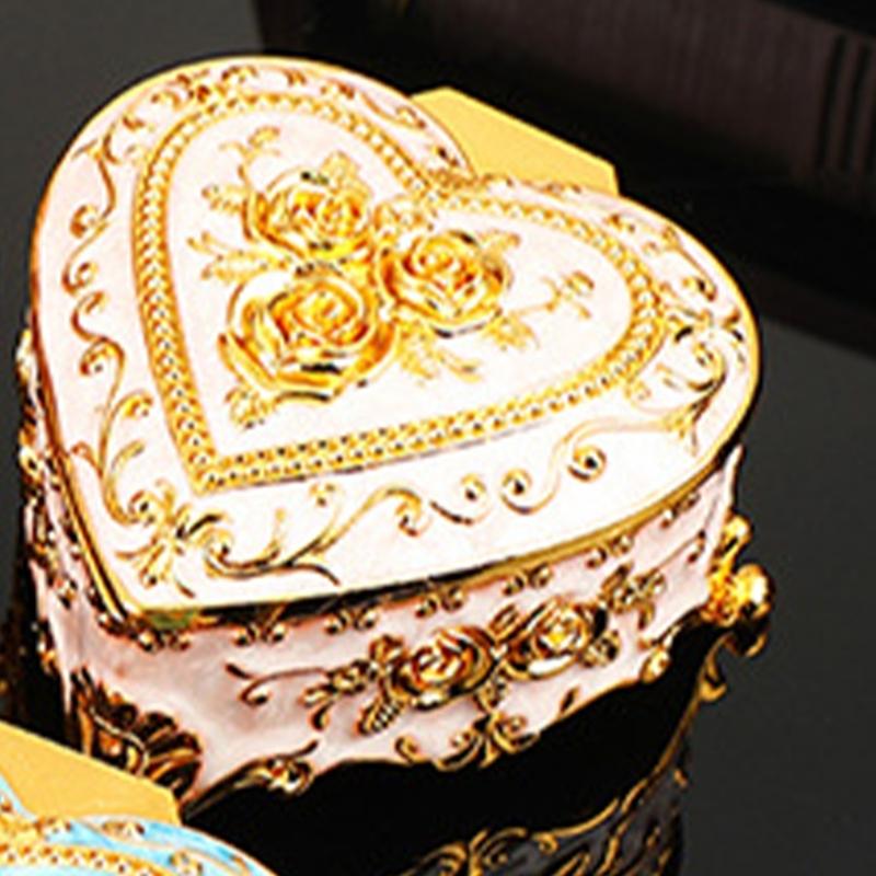 Alloy Rose Pattern Jewelry Organizers In Heart Shape For Women And Girls