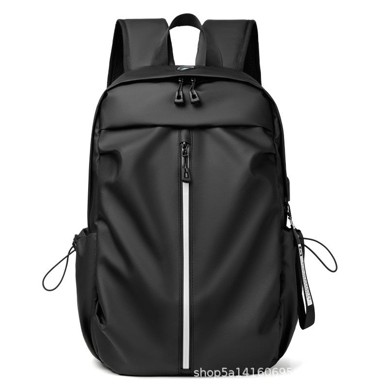 Men's Multi-Functional Casual Business Backpack with Logo Option - Simple Solid Color Fashion Design