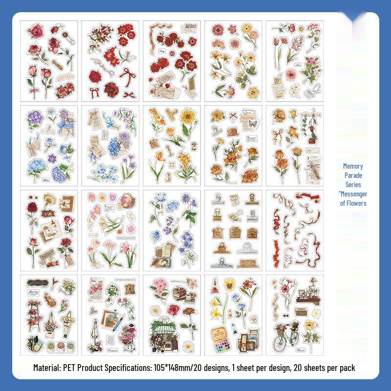 Infeel.Me Retro Plants & Flowers Die-cut PET Sticker Book for Journals