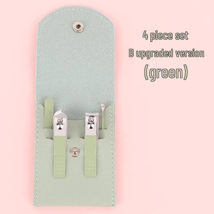 16-Piece Matcha Green Manicure Set: Nail Clippers, Scissors & Tools In Folding Bag