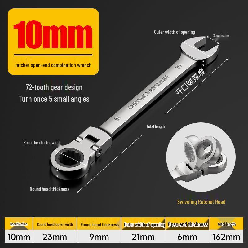 Sada oboustranných reverzibilních rychloupínacích ráčnových klíčů: Nastavitelný, Otevřený konec, Torx, Nástroj pro opravu automobilů.