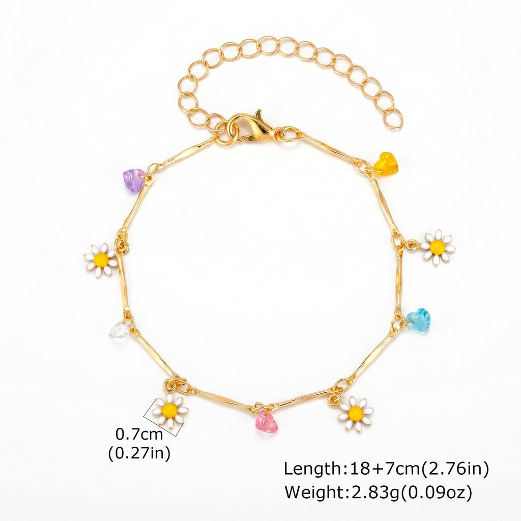 Summer Colorful Flower Bracelet Necklace for Women 18K Gold Plated Chain Bracelets Necklaces Bohemia Jewelry Gifts