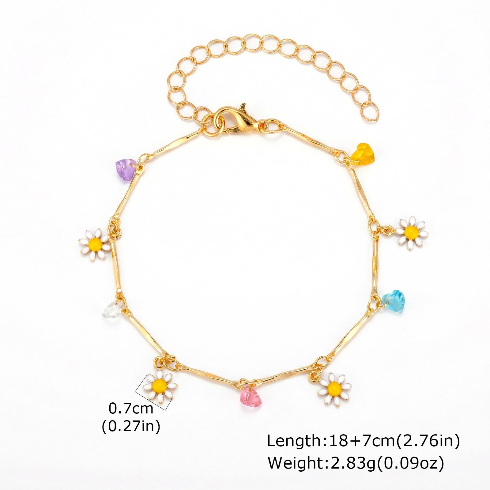 

Vnox Gold Color Flower Daisy Clavicle Chain Necklace Bracelet, Colorful Cubic Zirconia Drop Chic Collar Necklace Summer Jewelry
