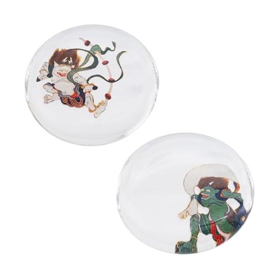 Morikuru Japanese Glass Chopstick Rests, 4cm, Set of 2, Japanese Style Fujin Raijin Chopstick Pillows