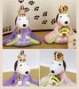 Osaka Choseido Snoopy Hina Doll Compact Mini Hina Doll with Nameplate Ceramic Mini Snoopy Hina Doll Glass Case (Sent Separately) (Medium, Set)