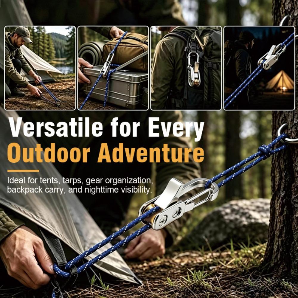2Pcs/Set Heavy-duty Rope with Roller Tensioner Labor-saving Retractable Tie Down Rope Tent Setup