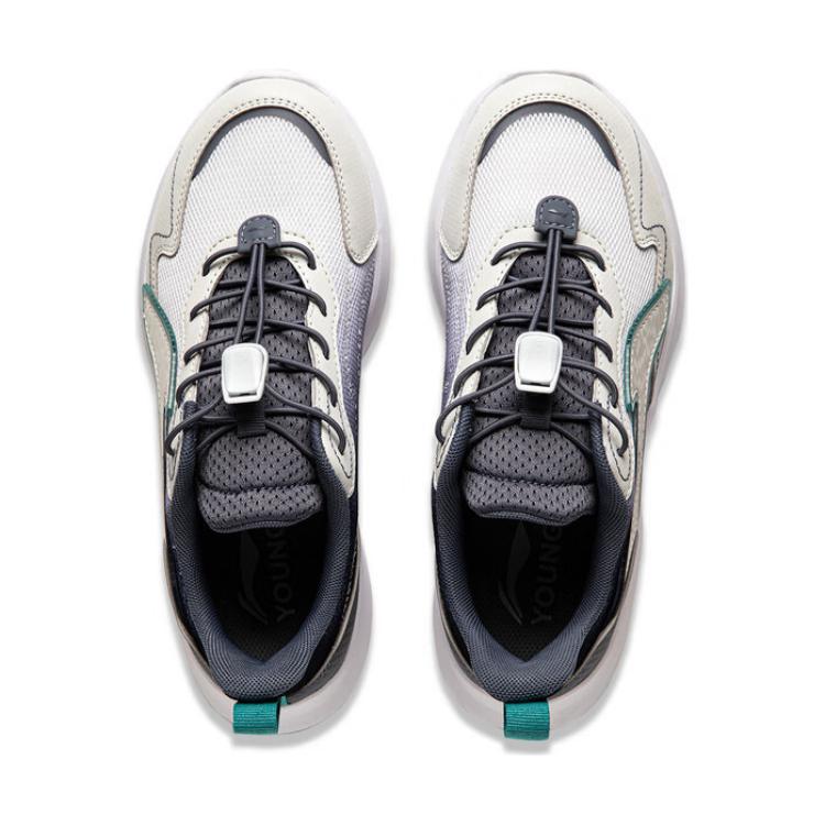 Li Ning Soft And Comfortable Low-Top Casual Shoes Kids Sneakers Gray Blue YKCU116-7