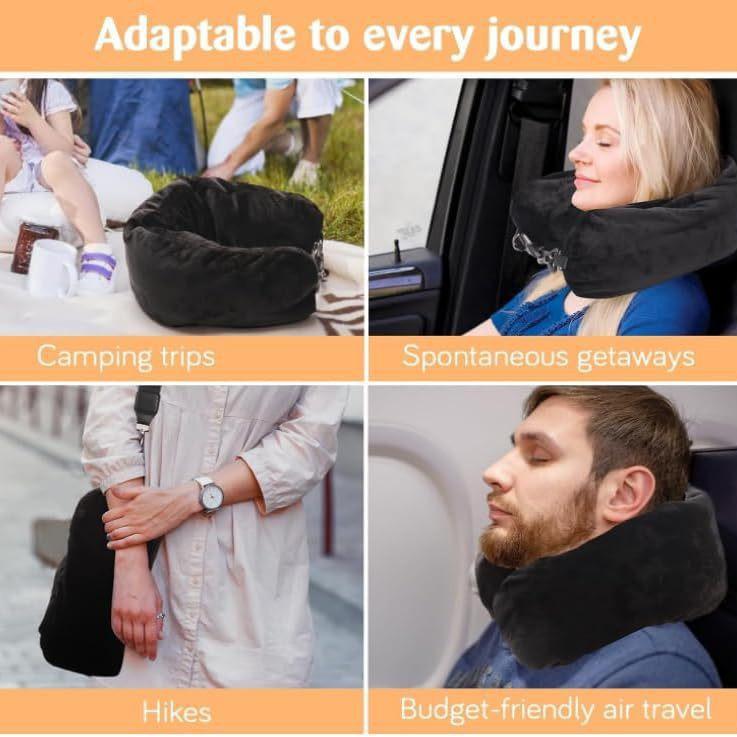 Cross-border U-shaped Travel Pillow with Soft Plush and Clothes Storage