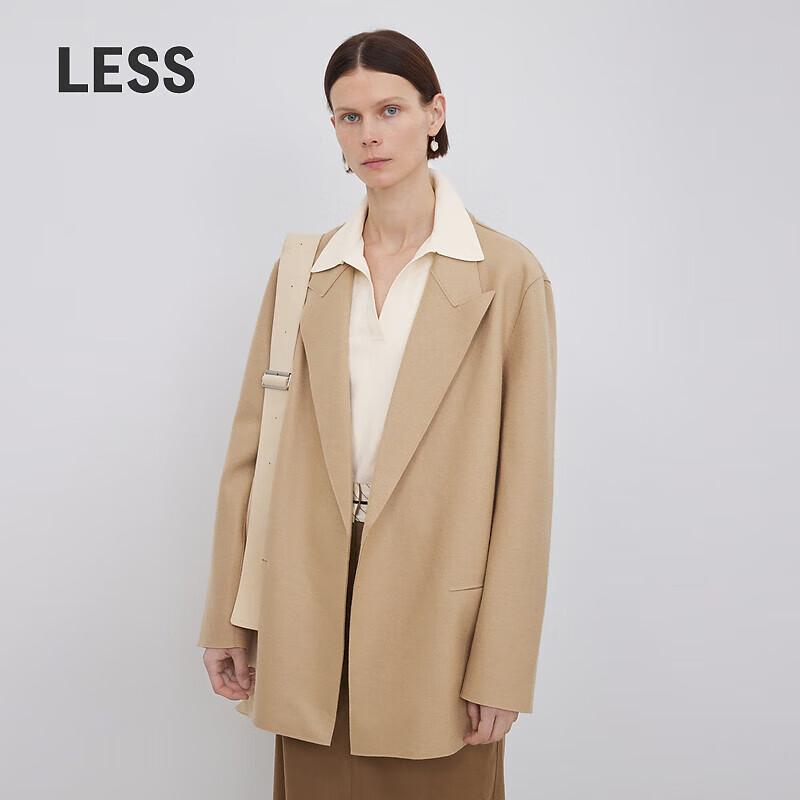 LESS 2023 Autumn Lamb Wool Collarless Blazer M