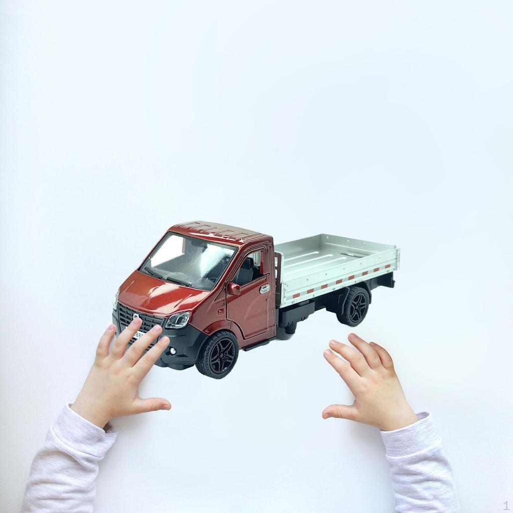 Alloy Toy Truck Model for Kids with Pullback Mechanism, Opening Doors, Portable, Lightweight,