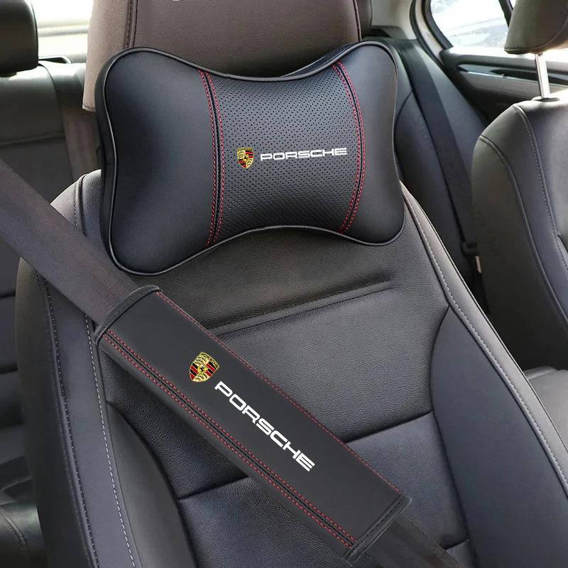 Car Seat Neck Pillow Headrest Rest Cushion Protection Shoulder Pad For Porsche Cayenne Panamera Macan 911 718 918 Taycan Boxster