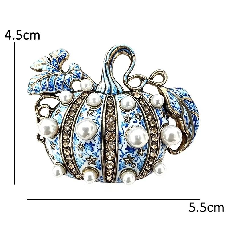 1Pcs Unisex Rhinestone Plants Halloween Party Brooch Pins Gifts Vintage Pearl Pumpkin Brooches For Women