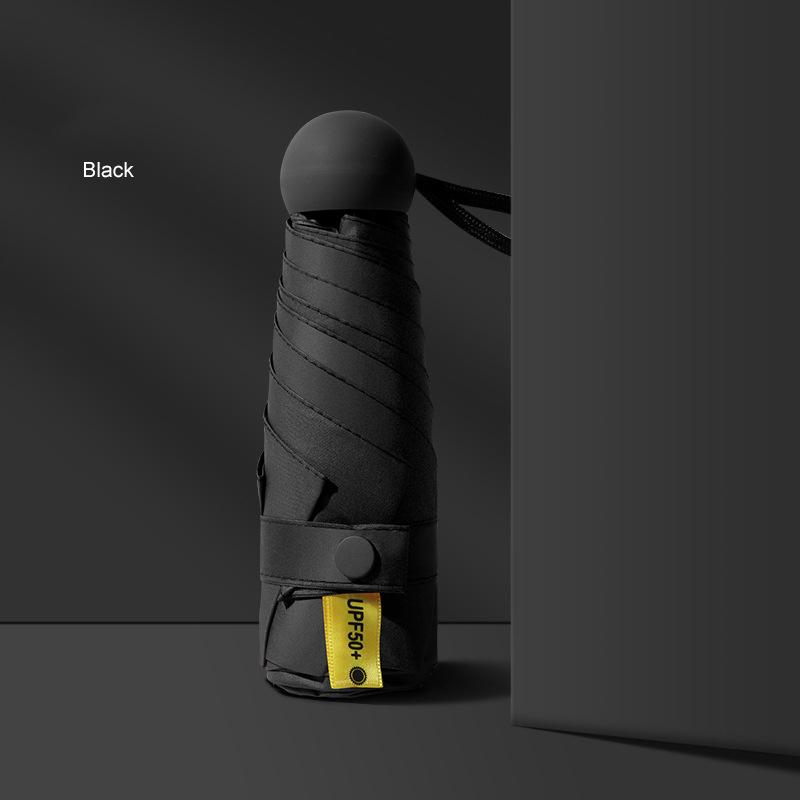 Mini Capsule Umbrella Pure Color Sunny and Rainy Dual-use Umbrellas for Friends Holiday Gift UPF50+ Black Coating UV-proof