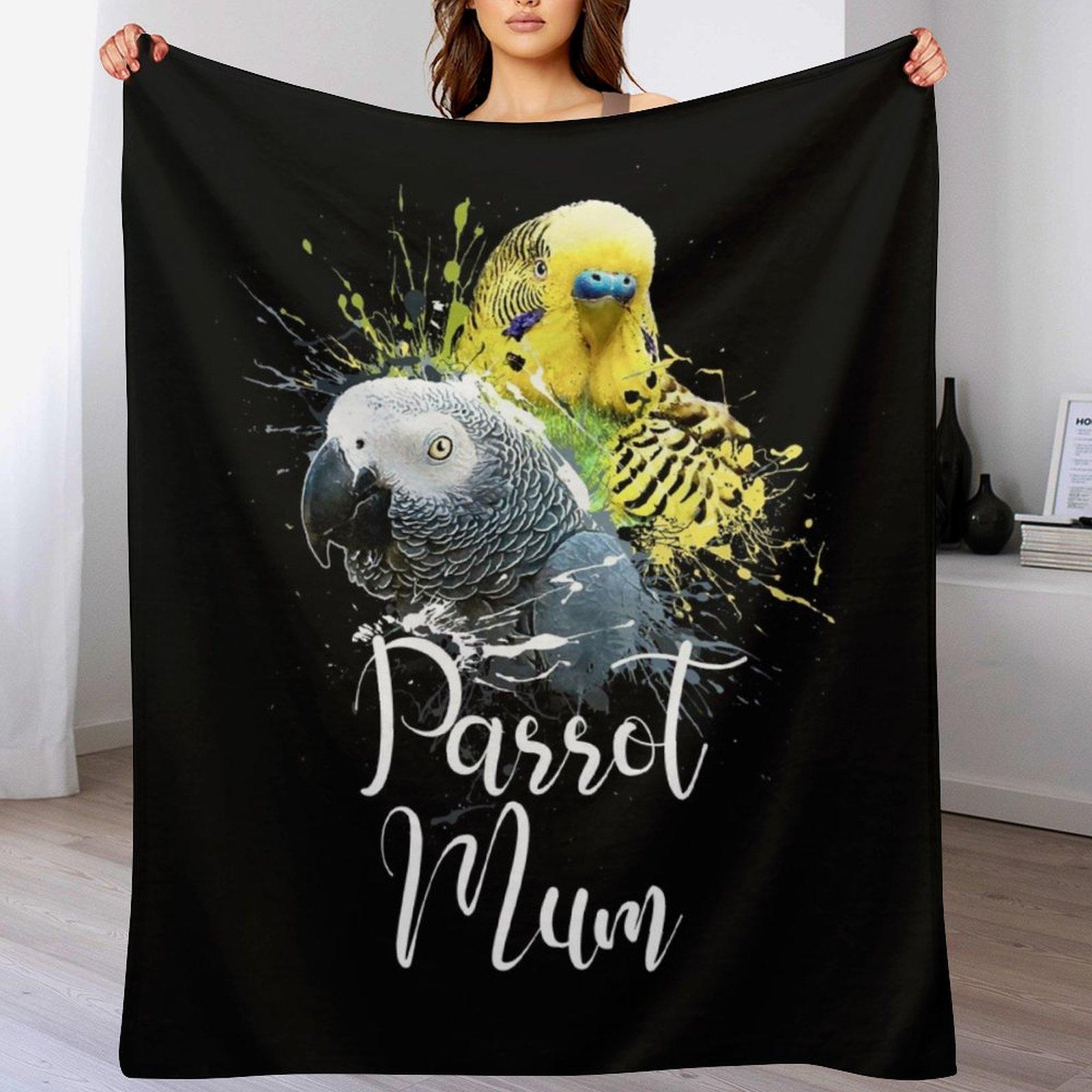 

Color Splatter Parrot Mum African Grey and Budgie Black Throw Blanket Outdoor Soft Blanket for Picnic Beach Camping 102x76cm(40x30in)