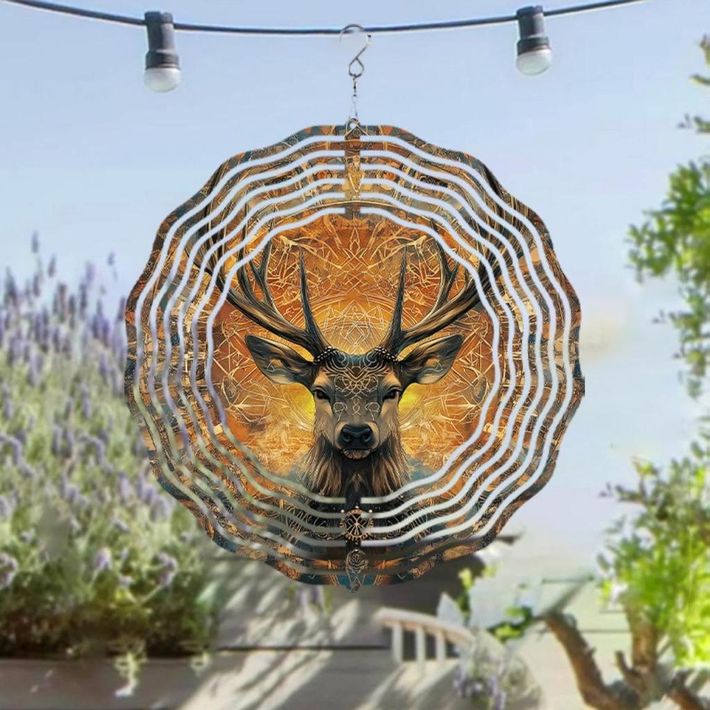 Spiner de Vânt Căprioară de 10 Inch cu Clopoțel de Vânt pentru Decor Exterior Grădină Balcon Cârlig Rotativ Cadou Elegant pentru Primăvară Vară