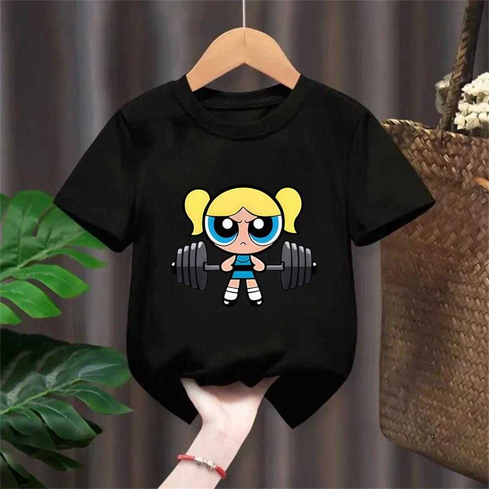 Girls Super Powerful Blouse Training Streetwear Tshirt Kids Shirt Academy Fitness Tshirt