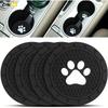 2pcs Black Dog Paw Print Car Cup Holder Pad/Anti-slip Easy To Clean/Suitable for Most Cars/Durable Fashionable Interior Accessory/Car Cup Holder Cover