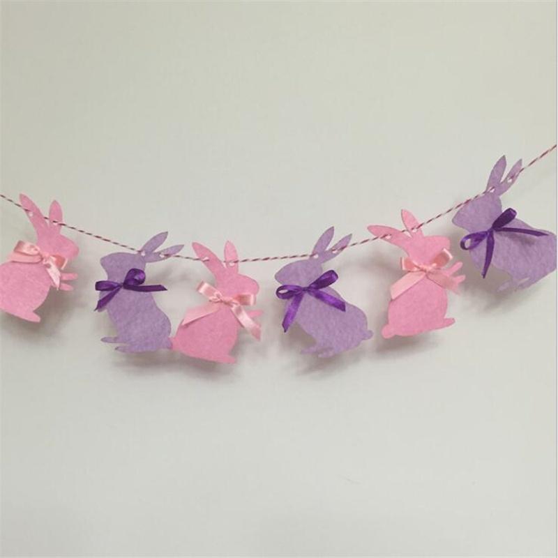 Cheap 3M Cute Easter Bunny Garland Children Favors Pink Purple Rabbits ...