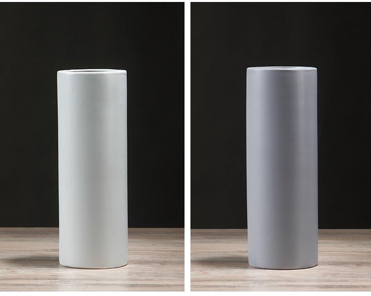 Nordische Weiße Matte Keramik Zylindrische Vase - Minimalistische Heimdeko für Frische/Trockenblumen