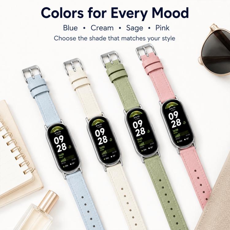 Litchi Texture Loop Buckle Vegan Leather Watch Band For Xiaomi Smart Band 10 / 10 NFC / 9